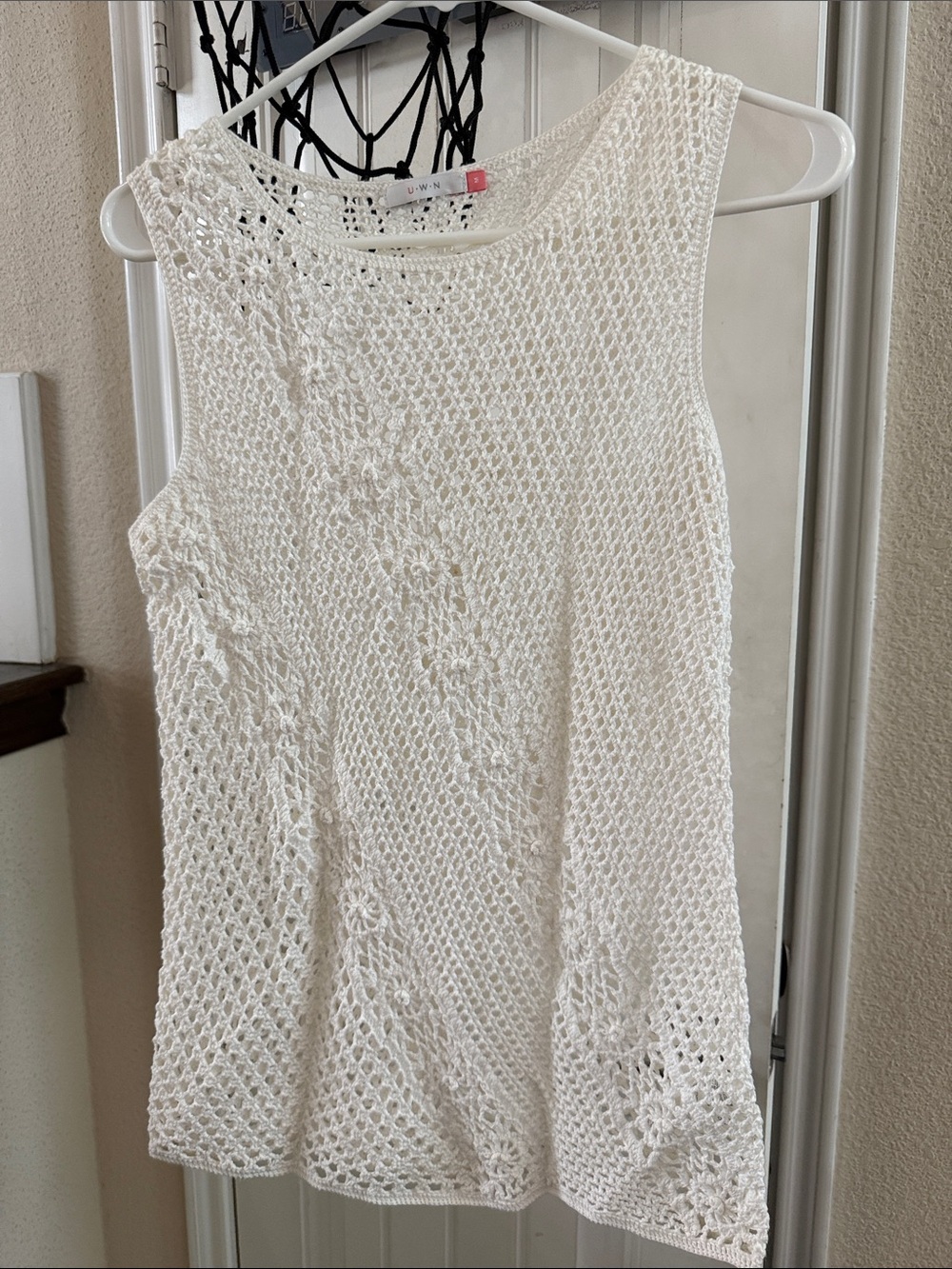 White Crochet Swim Coverup Tank